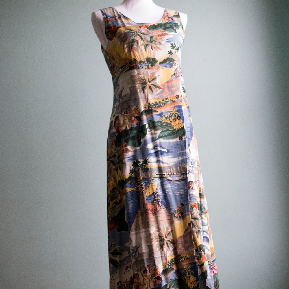 Vintage Hawaiian Midi Dress